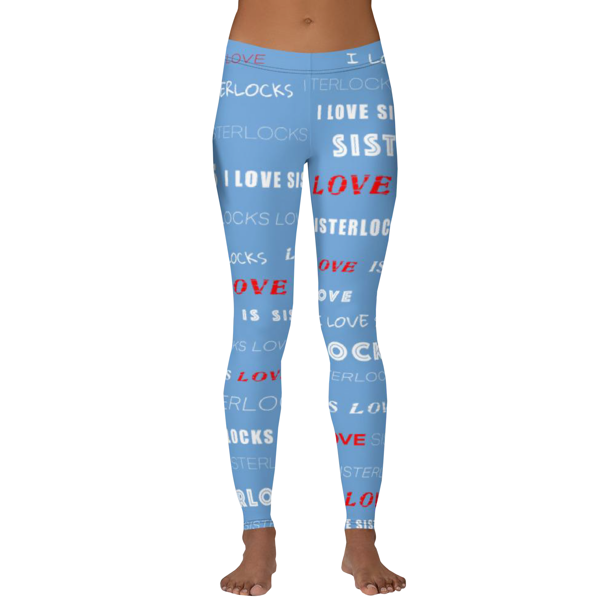 I Love Sisterlocks Leggings - (Blue)