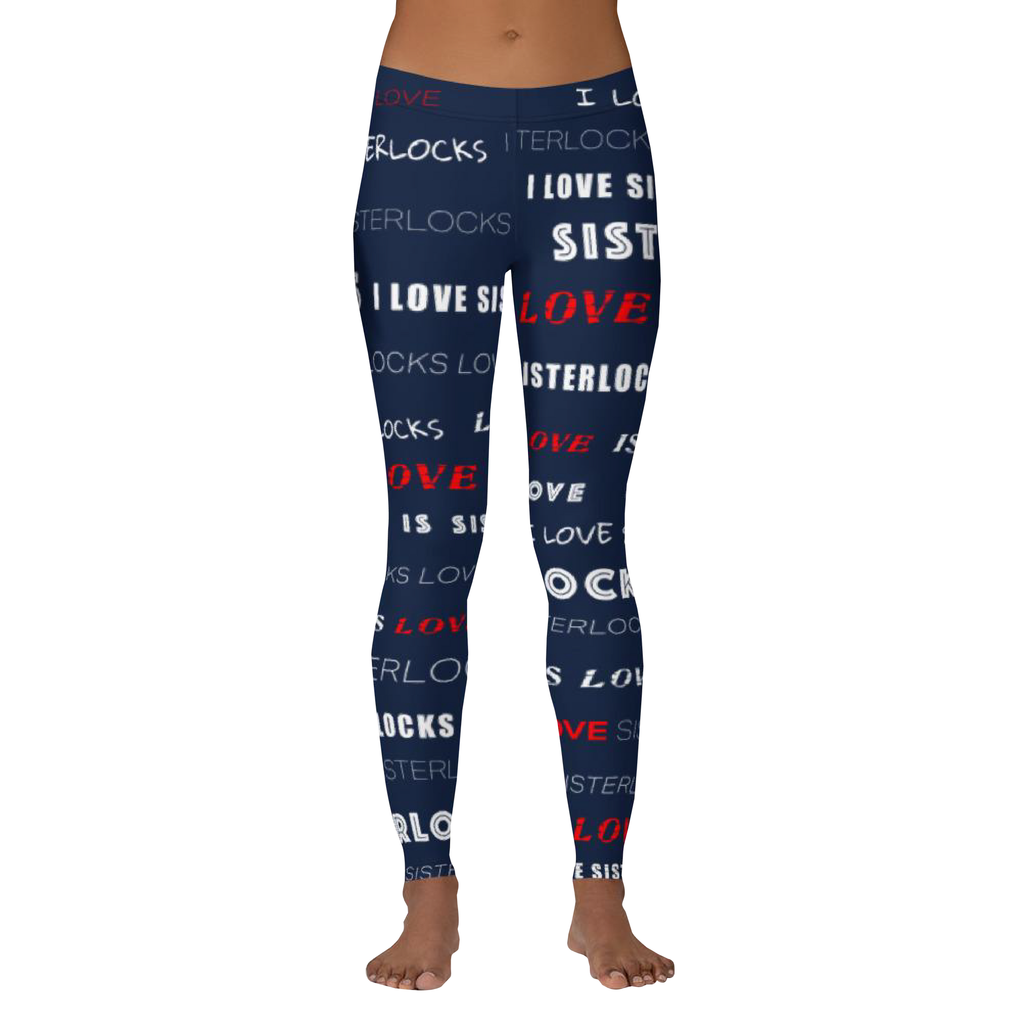 I Love Sisterlocks Leggings - (Navy)