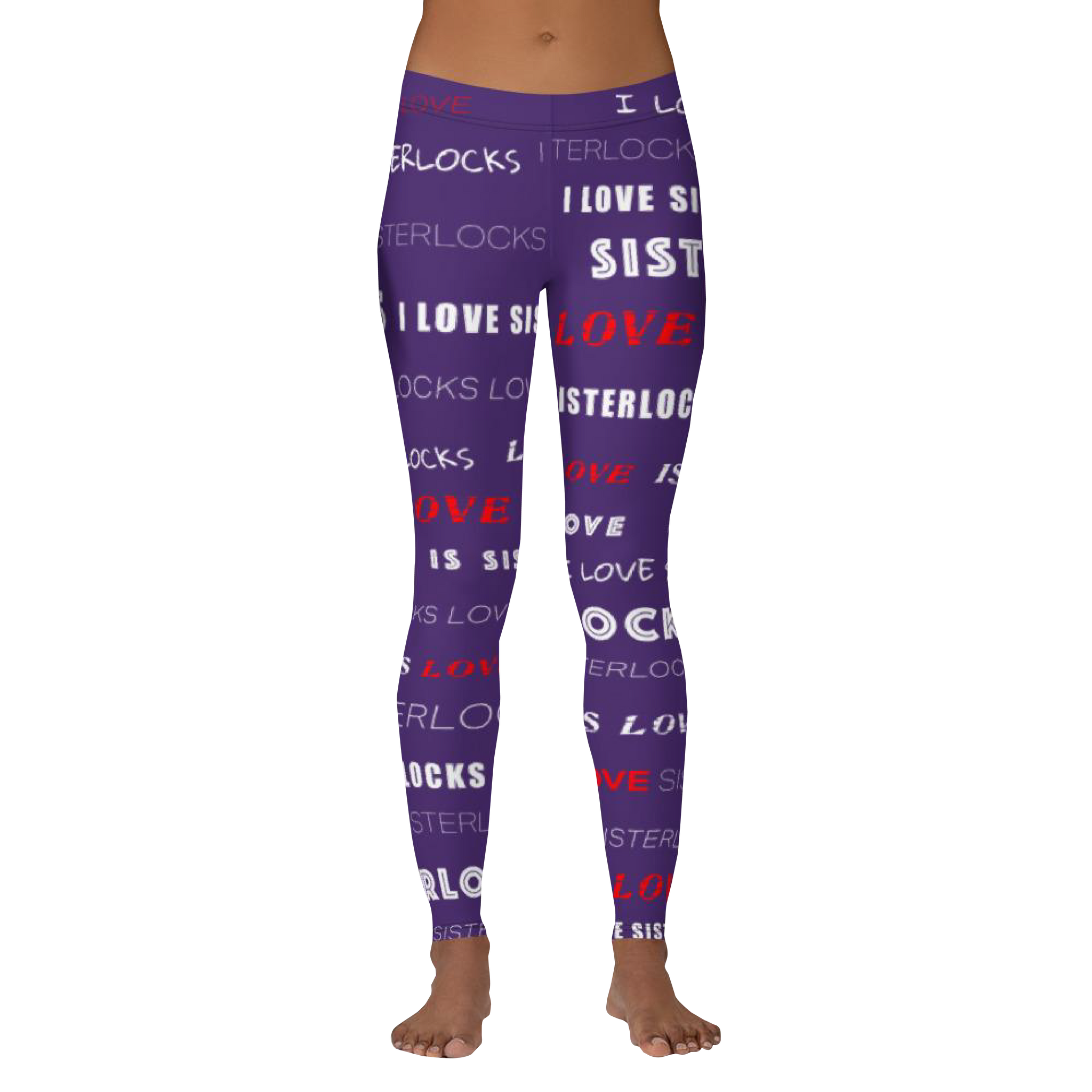 I Love Sisterlocks Leggings - (Purple)