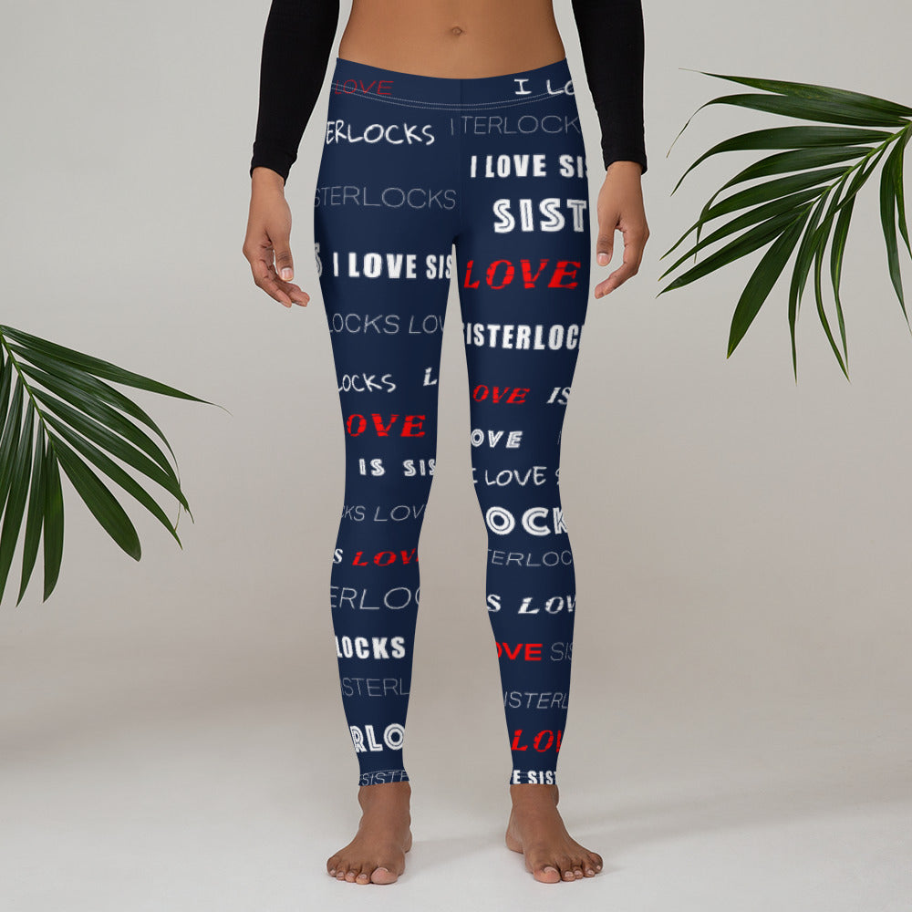 I Love Sisterlocks Leggings - (Navy)