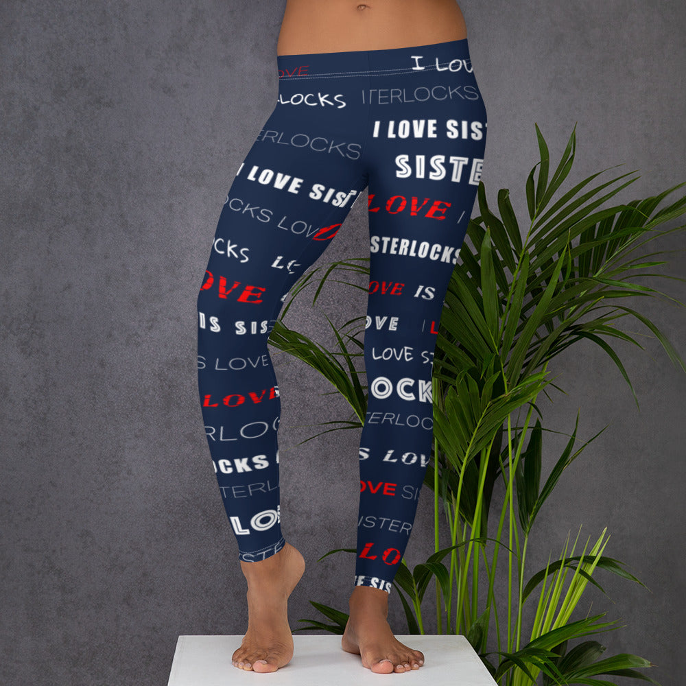 I Love Sisterlocks Leggings - (Navy)