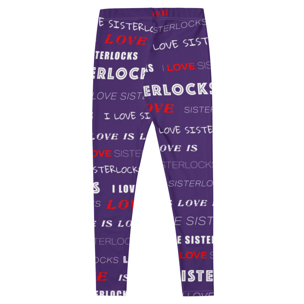 I Love Sisterlocks Leggings - (Purple)