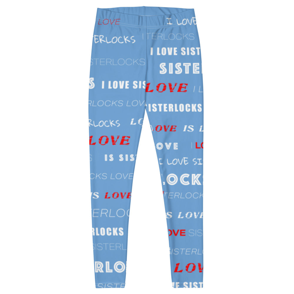 I Love Sisterlocks Leggings - (Blue)