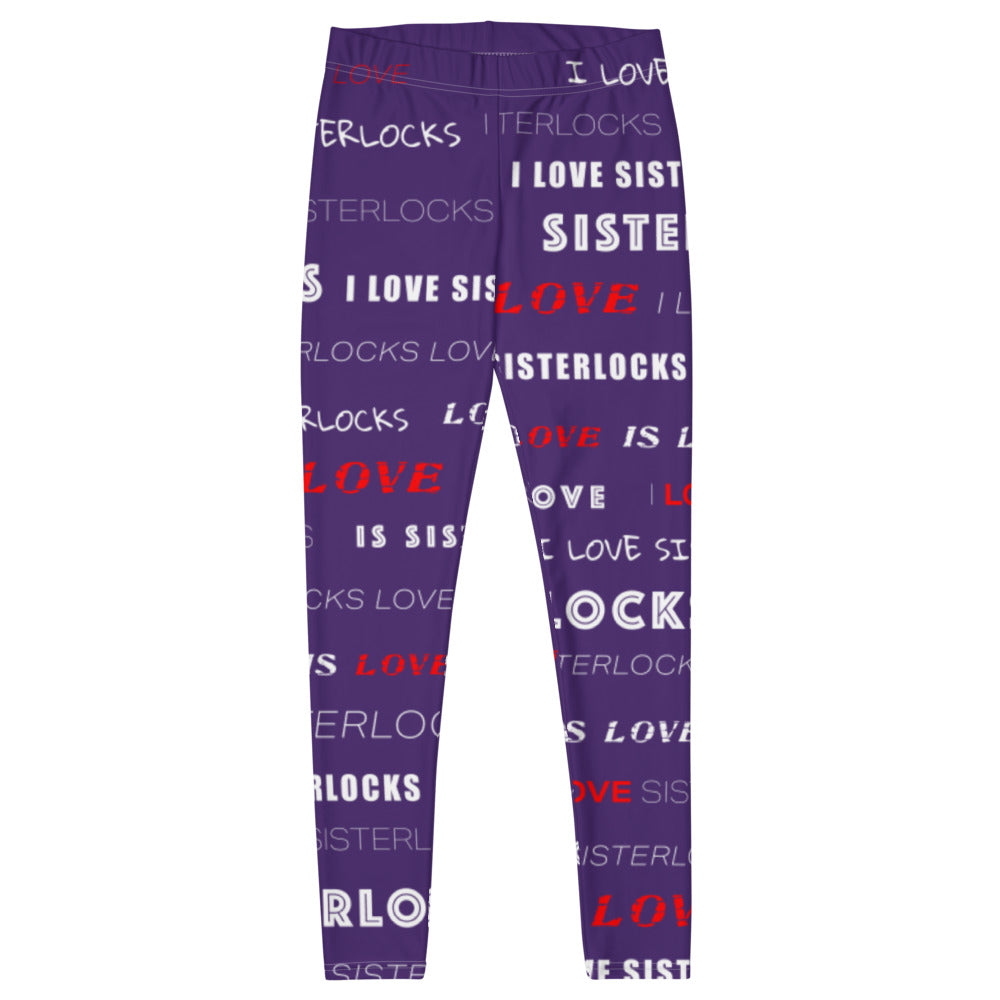 I Love Sisterlocks Leggings - (Purple)
